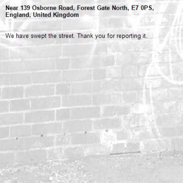 We have swept the street. Thank you for reporting it.-139 Osborne Road, Forest Gate North, E7 0PS, England, United Kingdom