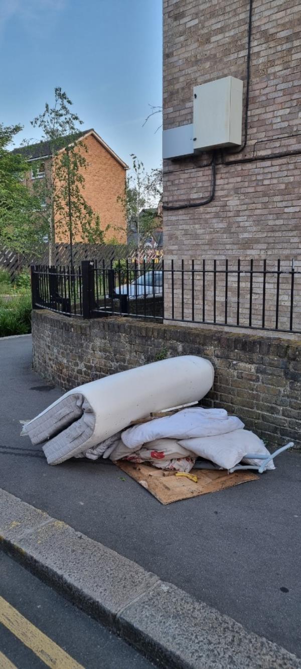 Mattress, ironing board  duvet. There are lots of cameras here. Culprit should be caught and given a huge fine. -47 Manor Park Road, Manor Park, London, E12 5AB