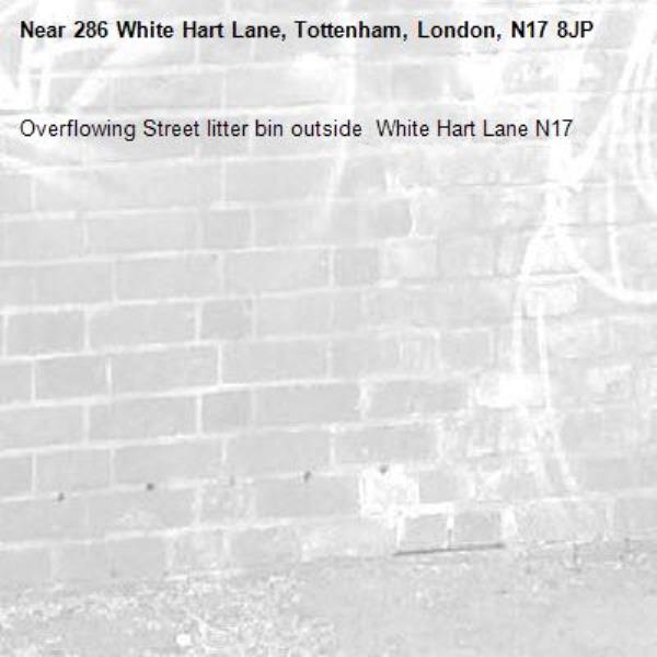 Overflowing Street litter bin outside  White Hart Lane N17 -286 White Hart Lane, Tottenham, London, N17 8JP