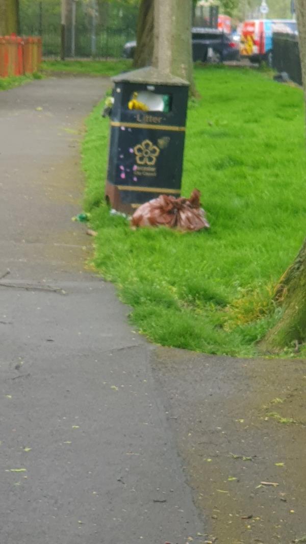 I reported this before, but this one at the bottom of the park was left.Other bins across the park are now full-91 Braunstone Avenue, Leicester, LE3 1LA