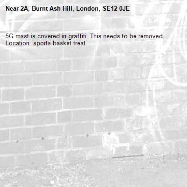 5G mast is covered in graffiti. This needs to be removed.
Location: sports.basket.treat.-2A, Burnt Ash Hill, London, SE12 0JE