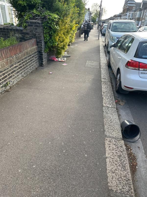 Litter all over street and pavement -25A, Sebert Road, Forest Gate, London, E7 0NG