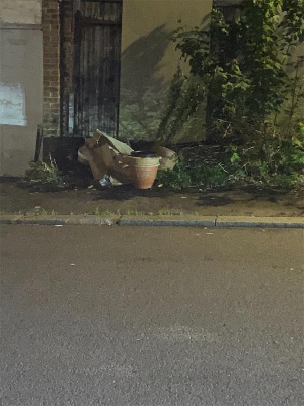 Dumped pots and cardboard-68 Knowles Hill Crescent, Hither Green, London, SE13 6DS