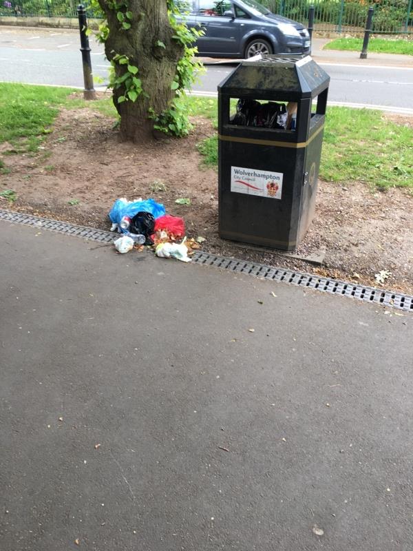 Filthy dirty nappies and other waste overflowing from bin-7 Devon Road, Wolverhampton, WV1 4BE