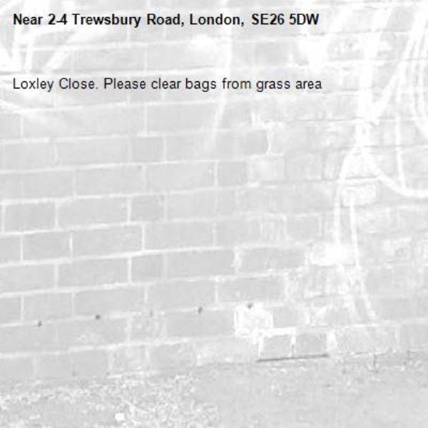 Loxley Close. Please clear bags from grass area-2-4 Trewsbury Road, London, SE26 5DW