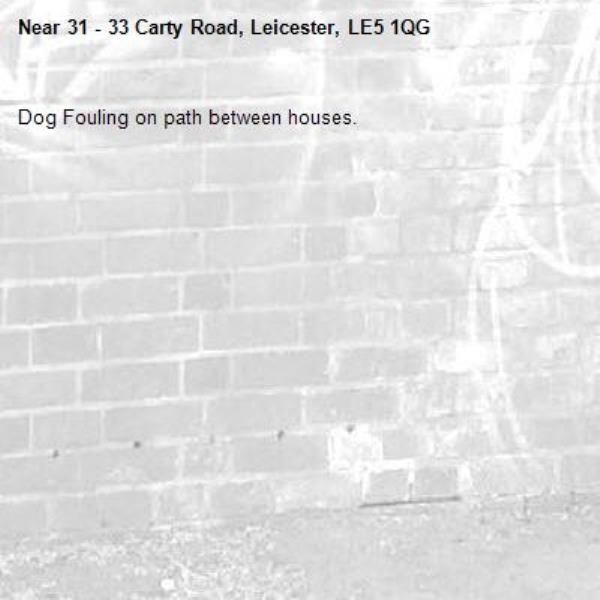 Dog Fouling on path between houses.-31 - 33 Carty Road, Leicester, LE5 1QG