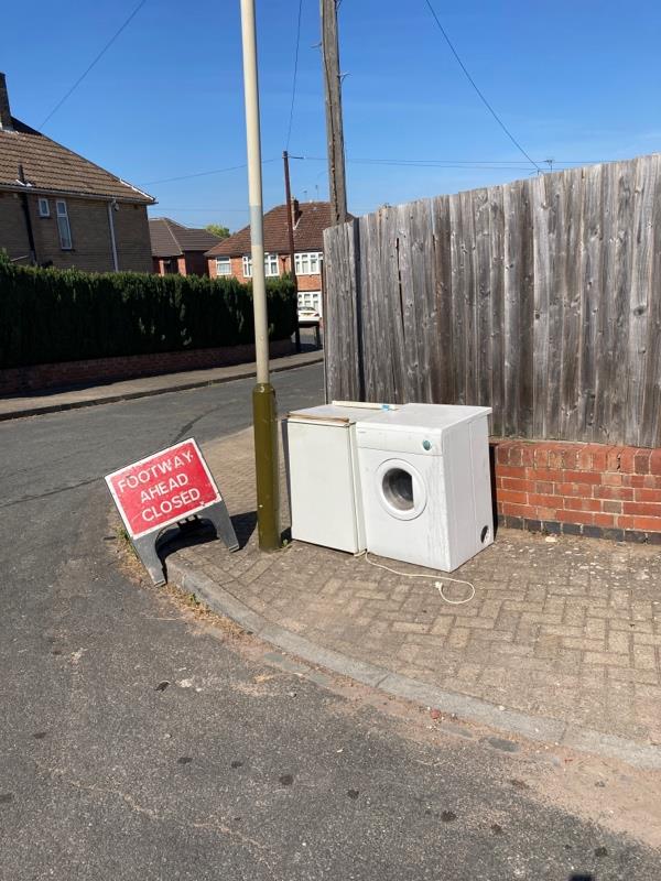 Chest freezer and dryer left on street-22 Plymouth Drive, Leicester, LE5 5NN