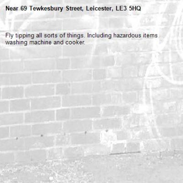 Fly tipping all sorts of things. Including hazardous items washing machine and cooker.-69 Tewkesbury Street, Leicester, LE3 5HQ