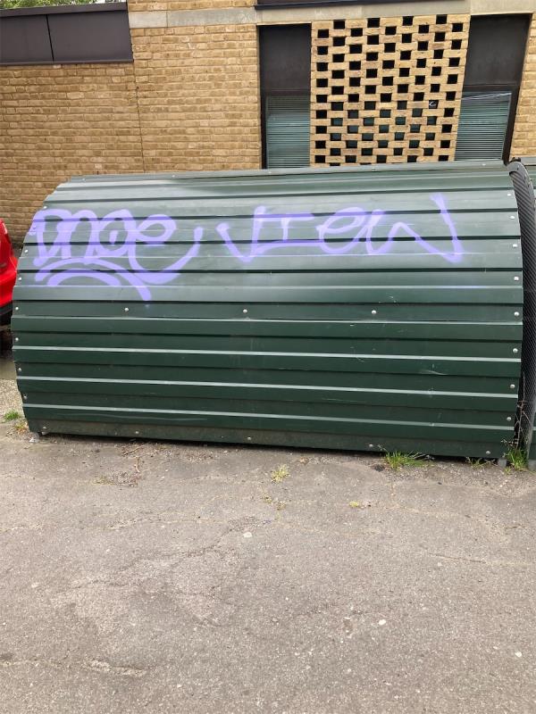 Graffiti on bike hanger lower kitto road/hathway terrace-5 Hathway Terrace, London, SE14 5TS