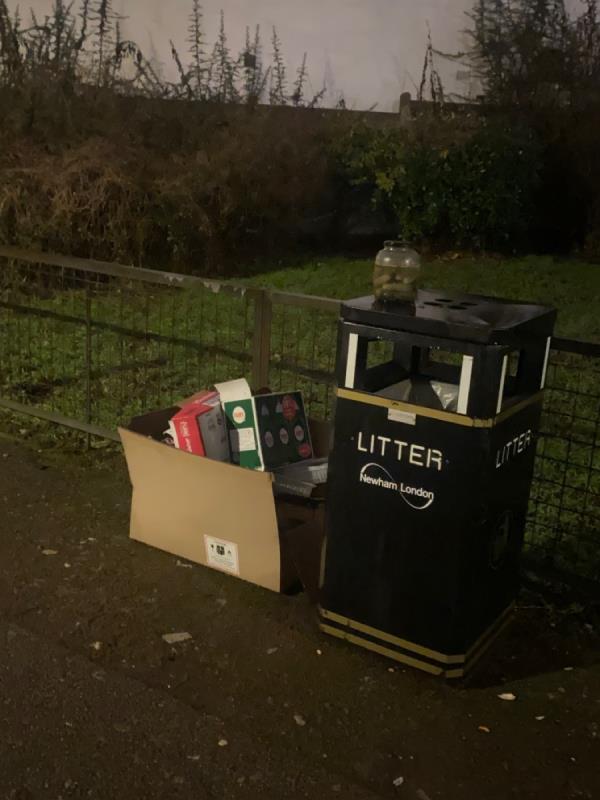 Resident using this corner as their rubbish tip every other day. Enforcement needed . -48 Wellington Road, Forest Gate North, E7 9BU, England, United Kingdom