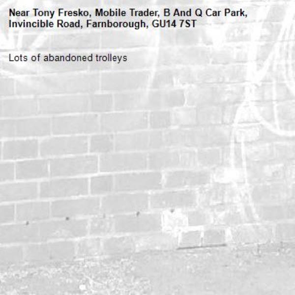 Lots of abandoned trolleys-Tony Fresko, Mobile Trader, B And Q Car Park, Invincible Road, Farnborough, GU14 7ST