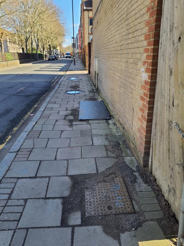 Old part of a wardrobe on footpath still  reported last month and you said you could not find it  between jct with Roubourne Way and Pier Rd-171 Albert Road, North Woolwich, London, E16 2JS