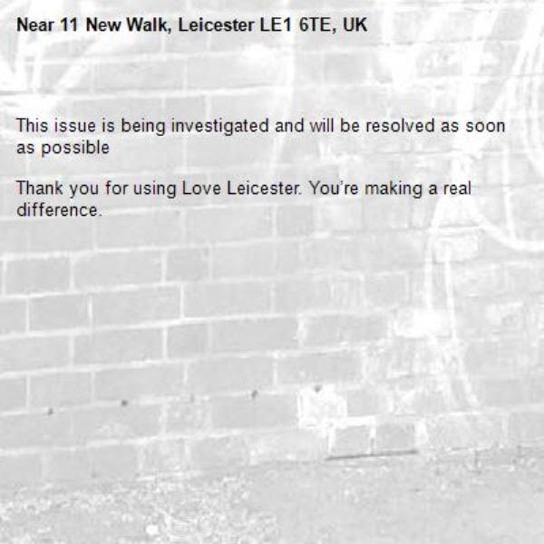 
This issue is being investigated and will be resolved as soon as possible

Thank you for using Love Leicester. You’re making a real difference.
-11 New Walk, Leicester LE1 6TE, UK