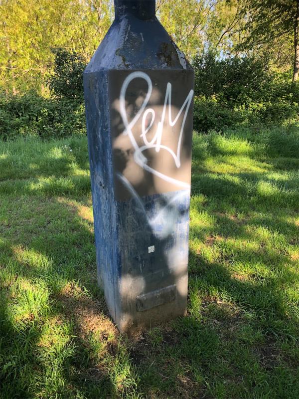 Waterlink Way. Remove graffiti from cctv camera post-106 Broadmead, Bellingham, London, SE6 3SB