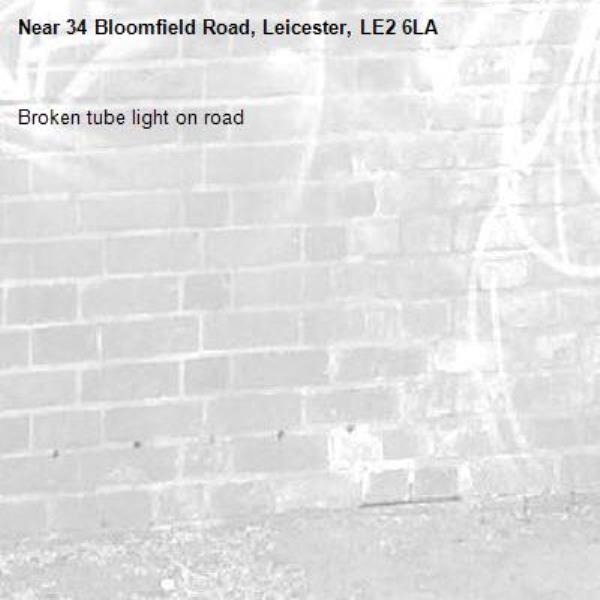 Broken tube light on road -34 Bloomfield Road, Leicester, LE2 6LA