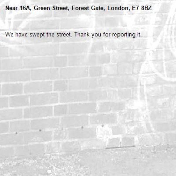 We have swept the street. Thank you for reporting it.-16A, Green Street, Forest Gate, London, E7 8BZ