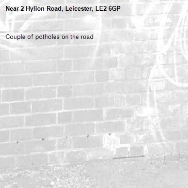 Couple of potholes on the road-2 Hylion Road, Leicester, LE2 6GP