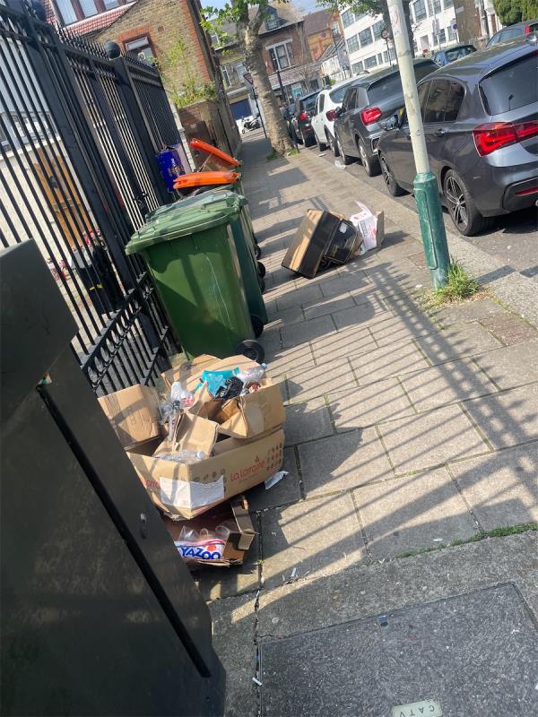 Rubbish outside church blocking pavement -9A, Rutland Road, Forest Gate, London, E7 8PQ