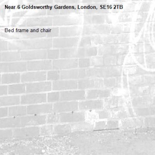 Bed frame and chair -6 Goldsworthy Gardens, London, SE16 2TB