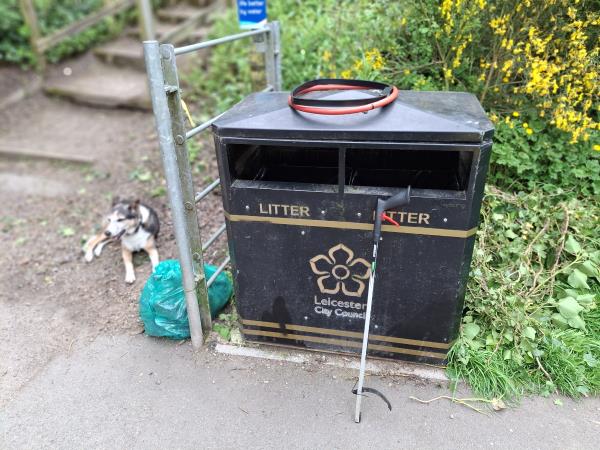 One bag mixed litter left at bin -Farm Shop And Stables At, Village Farm, Marsden Lane, Leicester, LE2 8LR