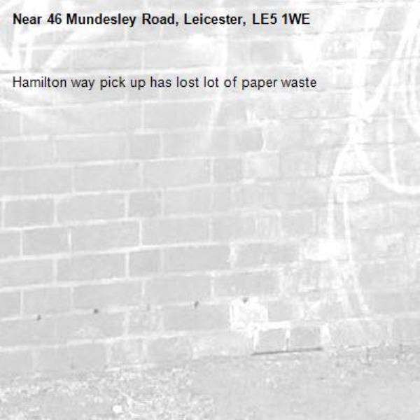 Hamilton way pick up has lost lot of paper waste -46 Mundesley Road, Leicester, LE5 1WE