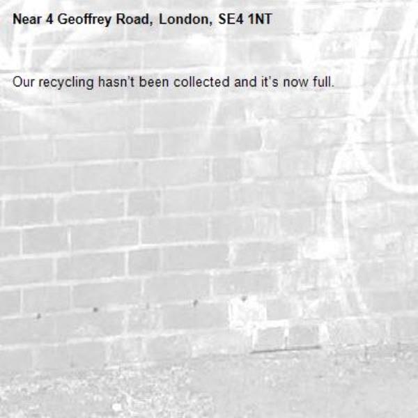 Our recycling hasn’t been collected and it’s now full.-4 Geoffrey Road, London, SE4 1NT