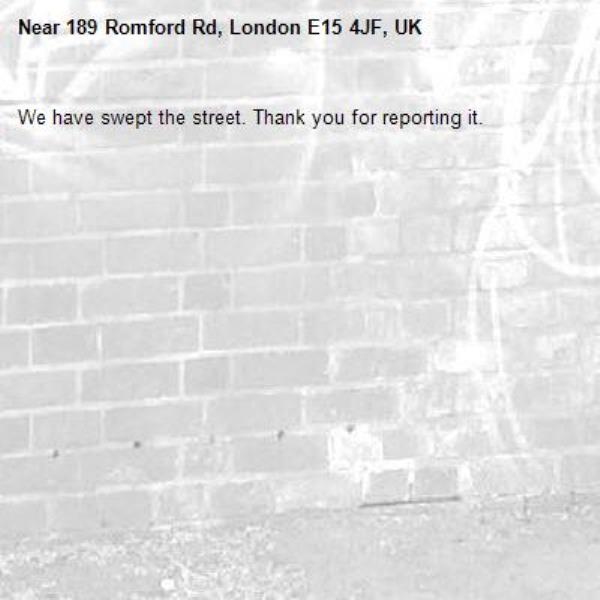 We have swept the street. Thank you for reporting it.-189 Romford Rd, London E15 4JF, UK