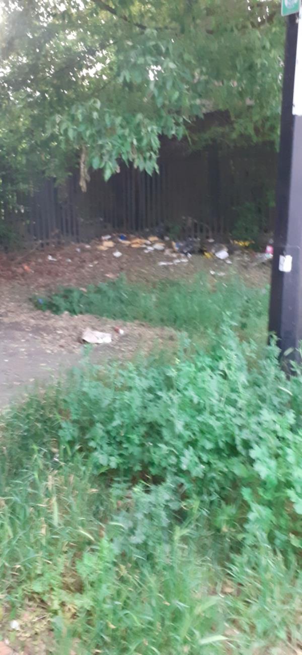 Lots of litter and rubbish by the footbridge across A13-2 Noel Road, East Ham, E6 3SH