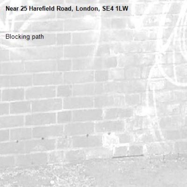 Blocking path-25 Harefield Road, London, SE4 1LW