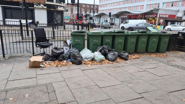 Rubbish outside Ladbrokes on romford rd. Near the barclays bank/Upton lane-The Broadway, London