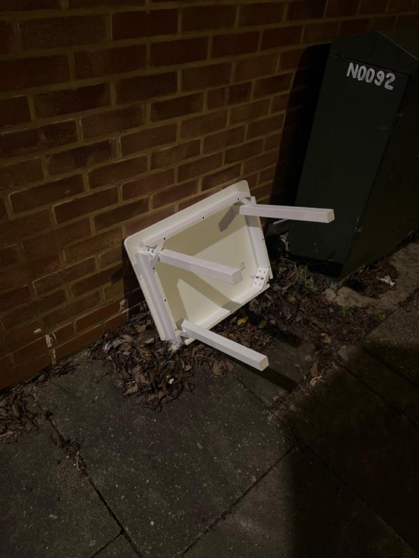 Table dumped on pavement -60 Maryland Park, Stratford, E15 1HB, England, United Kingdom