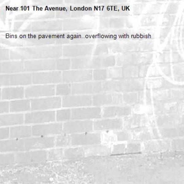 Bins on the pavement again..overflowing with rubbish-101 The Avenue, London N17 6TE, UK