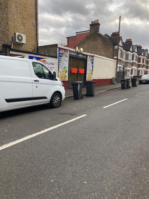 How many time does this request need to be submitted? Please remove these commercial waste bins from the parking bays! -63 Woodlands Street, Hither Green, London, SE13 6TQ