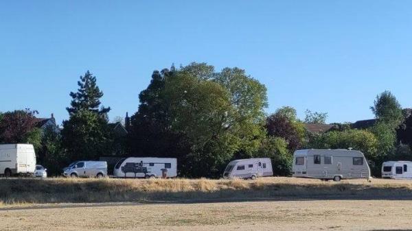 Unauthorised encampment in Contra park. Access gained via Northumberland road -Milward Court Warwick Road, Reading, RG2 7BG