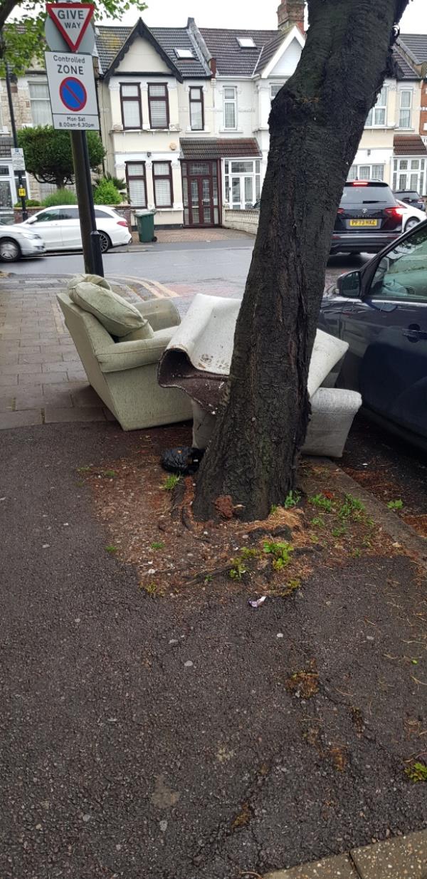 Sofa dumped on the corner of Derby Road and Shrewsbury Road..-226 Shrewsbury Road, Forest Gate, London, E7 8QP