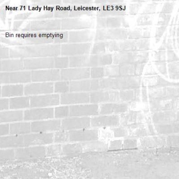 Bin requires emptying -71 Lady Hay Road, Leicester, LE3 9SJ