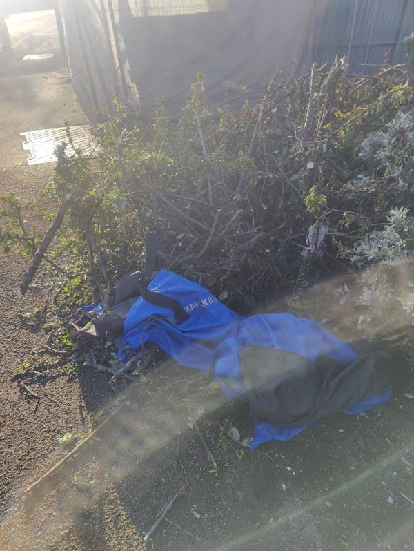 Fly tipping on pavement-Beckton District Park