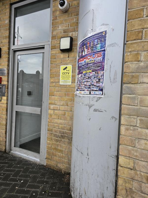 Posters on block entrance -Paddy Power, 3B, King Street, Southall, UB2 4DF