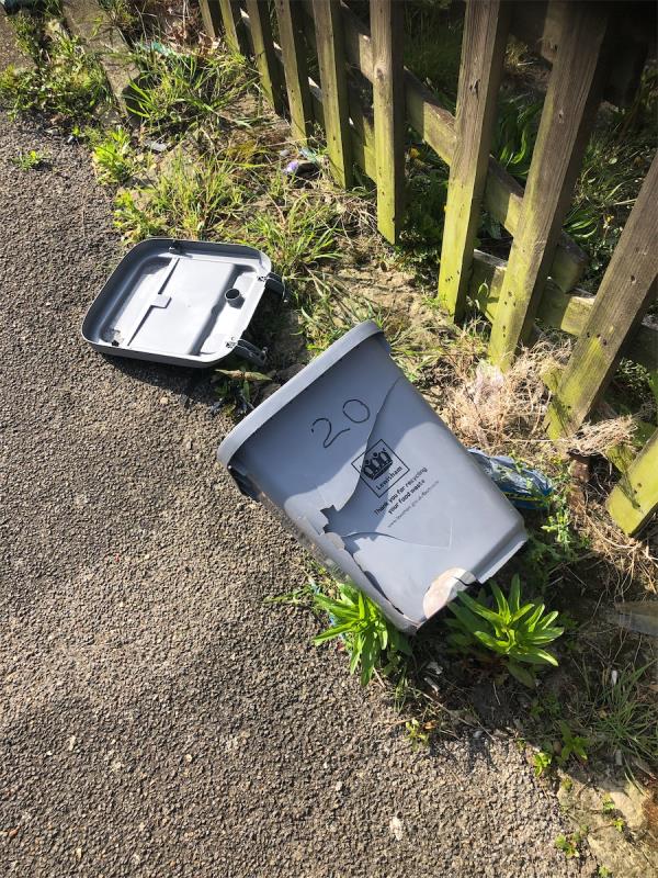 Please clear a broken food waste bin-19 Swallands Road, Bellingham, London, SE6 3HX