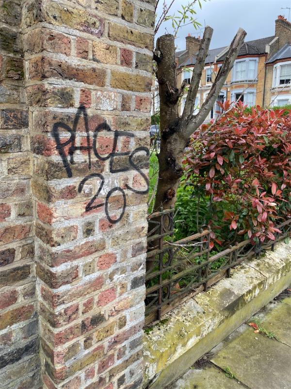 Spray paint on wall-52 Sandbourne Road, London, SE4 2NP