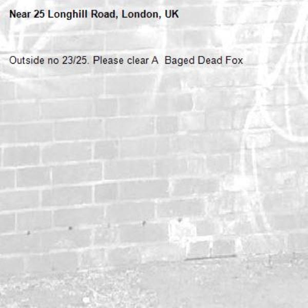 Outside no 23/25. Please clear A  Baged Dead Fox-25 Longhill Road, London, UK