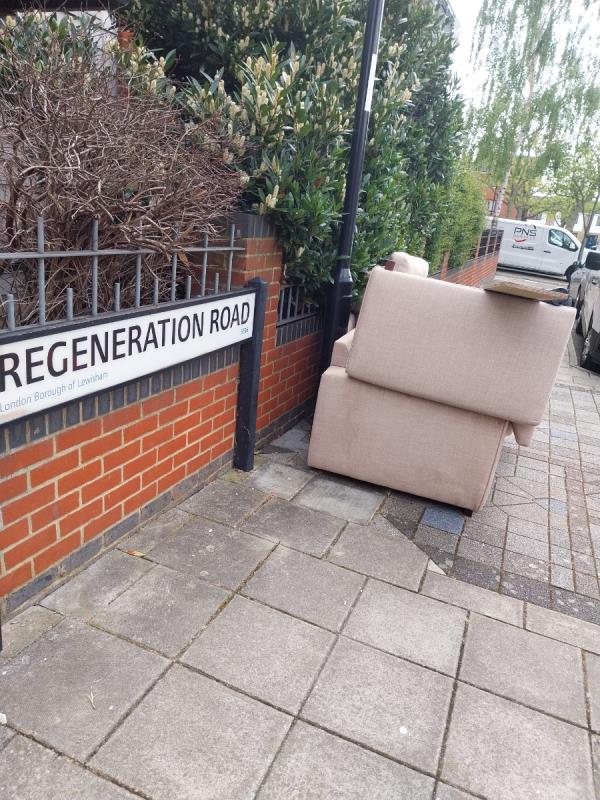 Two dumped sofas-24 Regeneration Road, London, SE16 2NX