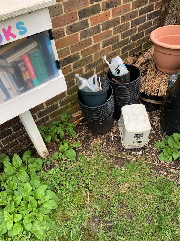Needle. At the back of the community garden just on the right of the book sharing box. -22 Thorogood Gardens, Stratford, London, E15 1HG
