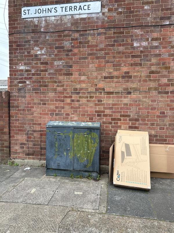 Corner usual spot. Discarded boxes-2A, St Johns Terrace, Forest Gate, London, E7 8BX
