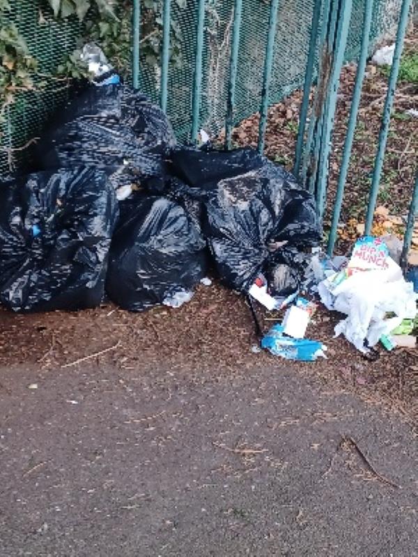 household waste dumped on the walkway. Swainson Road end-11 Attingham Close, Charnwood, LE4 9UQ, England, United Kingdom