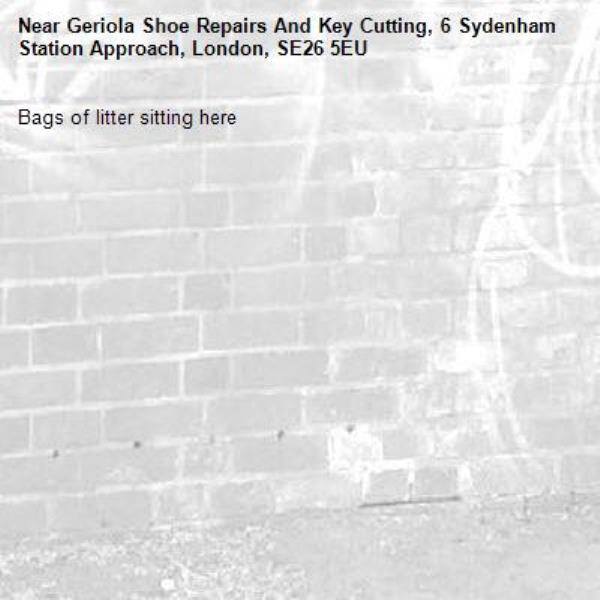 Bags of litter sitting here-Geriola Shoe Repairs And Key Cutting, 6 Sydenham Station Approach, London, SE26 5EU