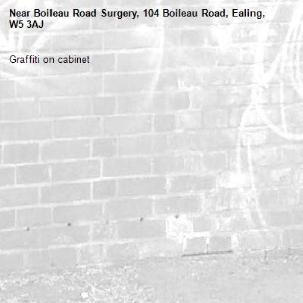 Graffiti on cabinet -Boileau Road Surgery, 104 Boileau Road, Ealing, W5 3AJ