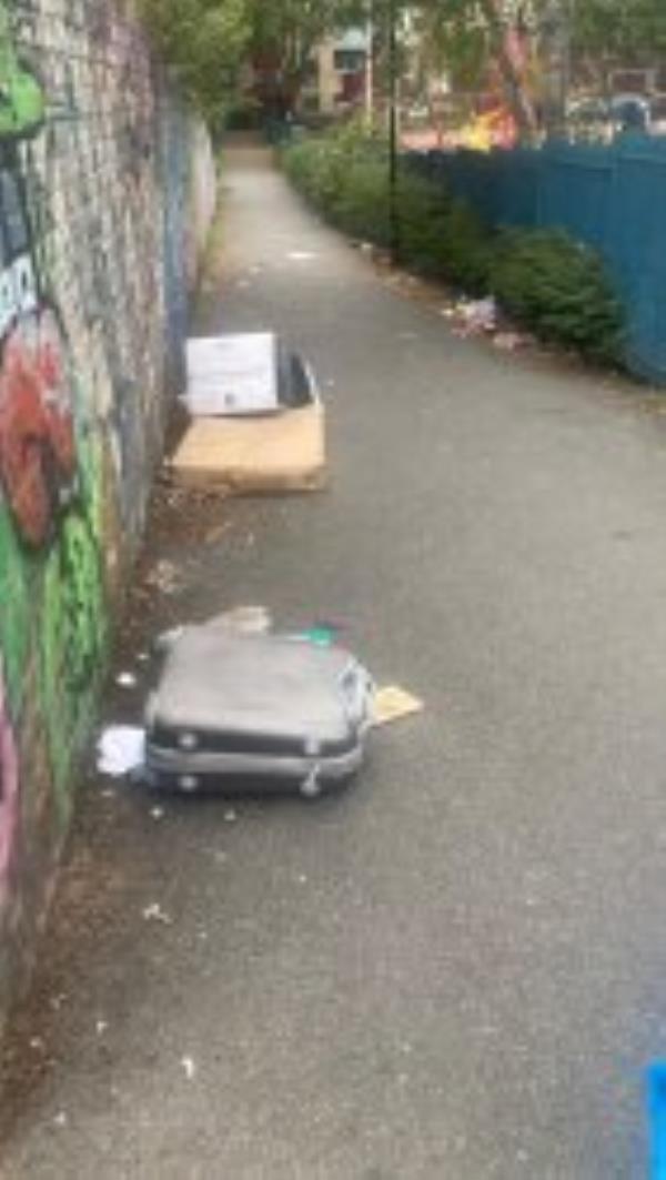 Alleyway to Eckington Gardens
Please clear flytip
Reported via Fix My Street-13A, Casella Road, London, SE14 5QN