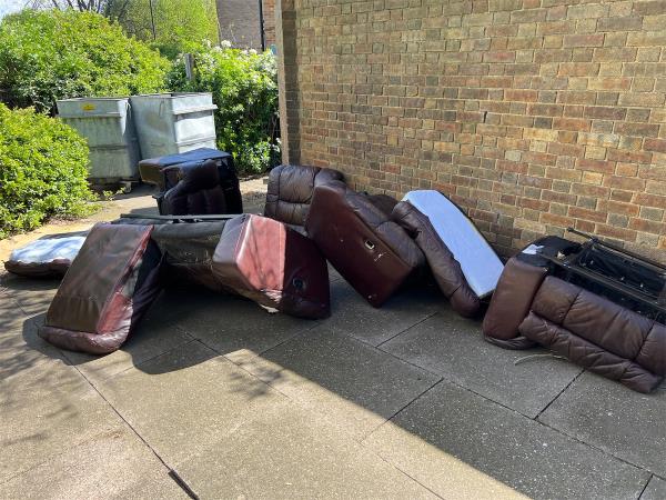 Flytipping in the concrete patch by Bisson Road and abbey lane corner-1 Bisson Road, Stratford, London, E15 2RD