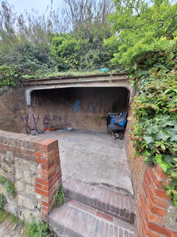 Please remove old rough sleeper bedding/ trolley from shelter madeira walk prom.KEP.

Unknown contents.

Regards 

Gary Batchelor 
Senior advisor 
Nf-King Edwards Parade, Meads, Eastbourne